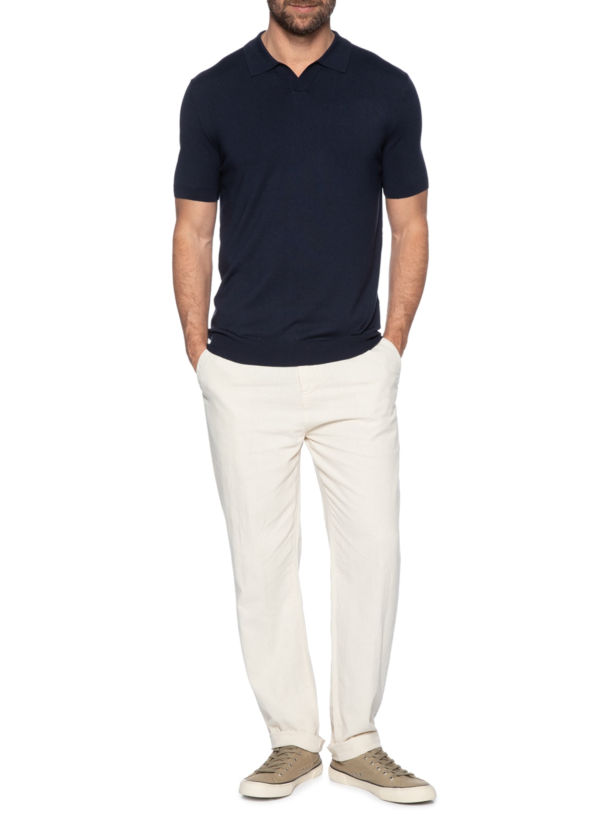 Polo Masculina Tricot Foot Isla Manga Curta Azul Oficina Reserva