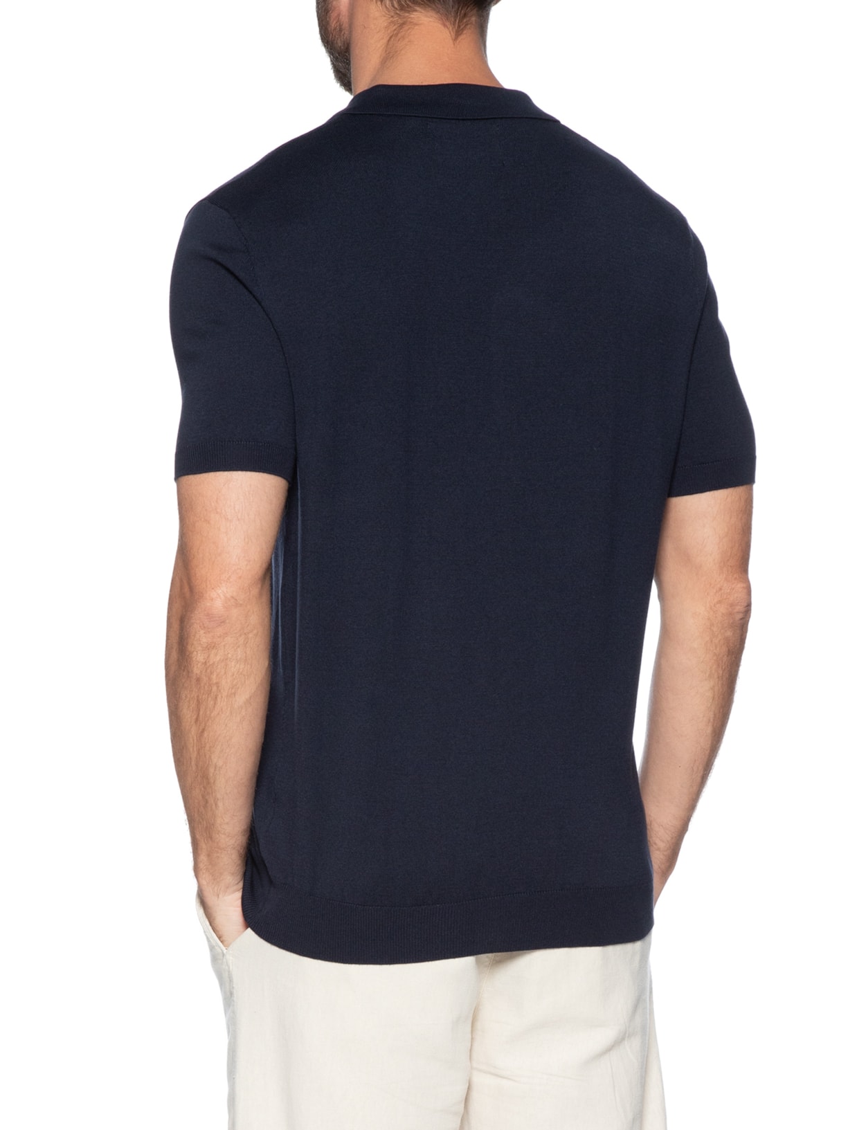 Polo Masculina Tricot Foot Isla Manga Curta Azul Oficina Reserva