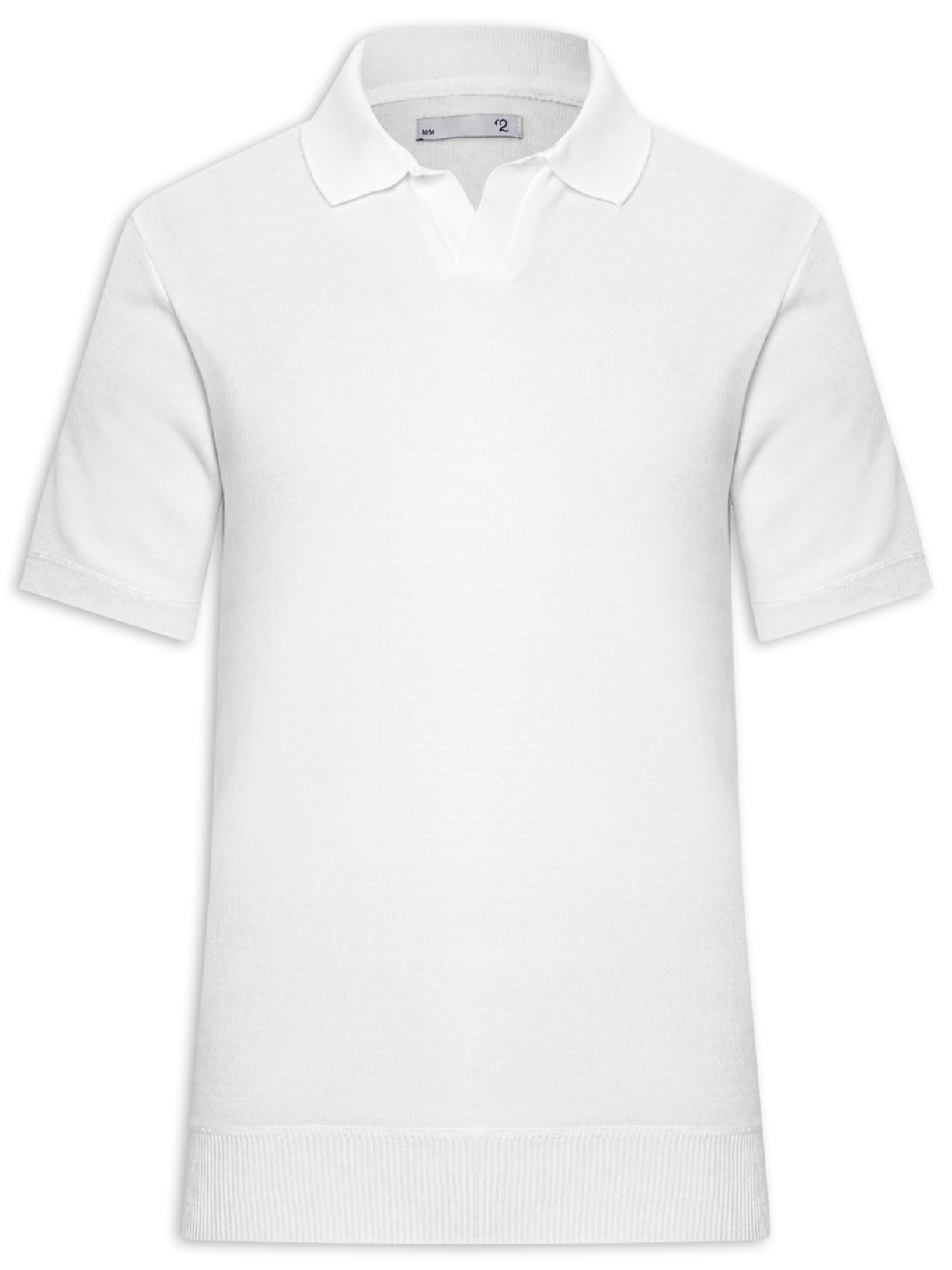 Polo Masculina Tricot Gola Colombiana Branco '2 Essential