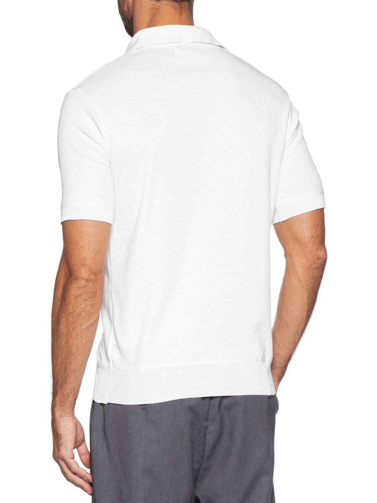 Polo Masculina Tricot Gola Colombiana Branco '2 Essential