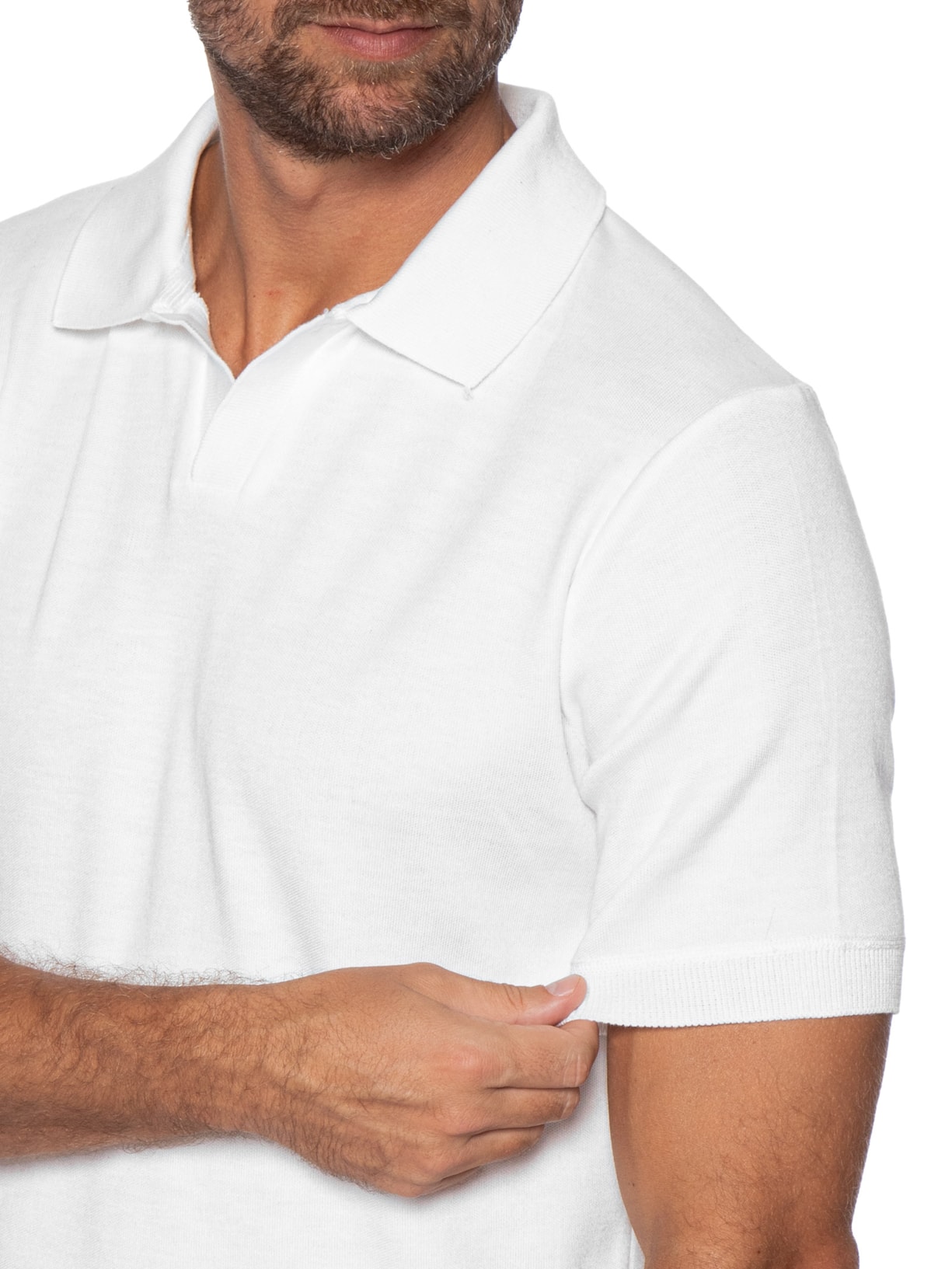 Polo Masculina Tricot Gola Colombiana Branco '2 Essential