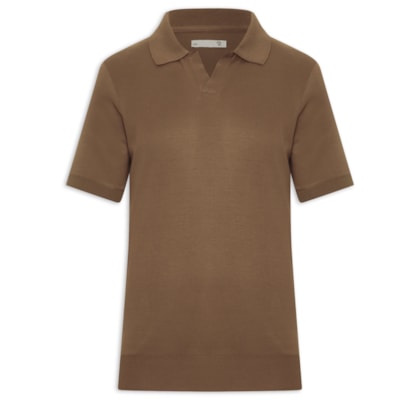 Polo Masculina Tricot Gola Colombiana - Marrom