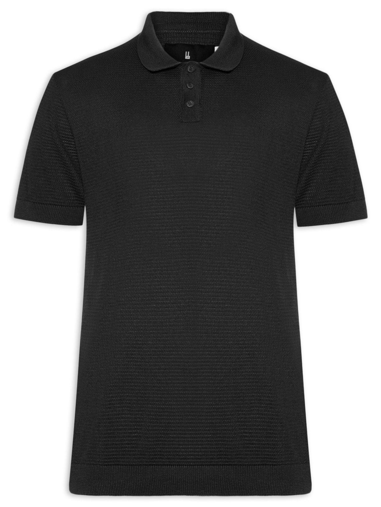 Pólo Masculina Tricot Manga Curta Bretanha Preto Foxton
