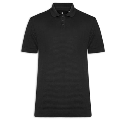 Pólo Masculina Tricot Manga Curta Bretanha - Preto