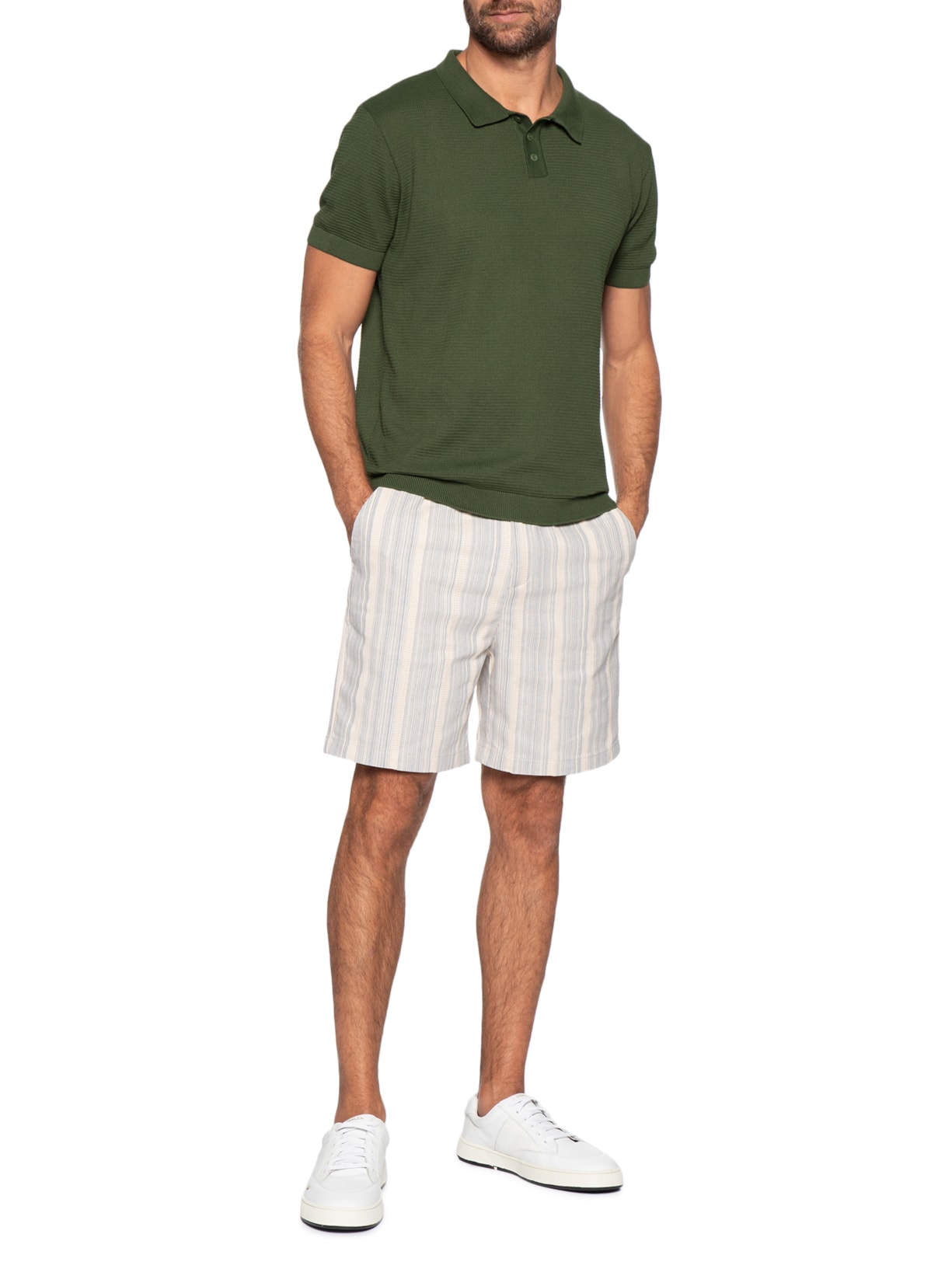 Pólo Masculina Tricot Manga Curta Bretanha Verde Foxton