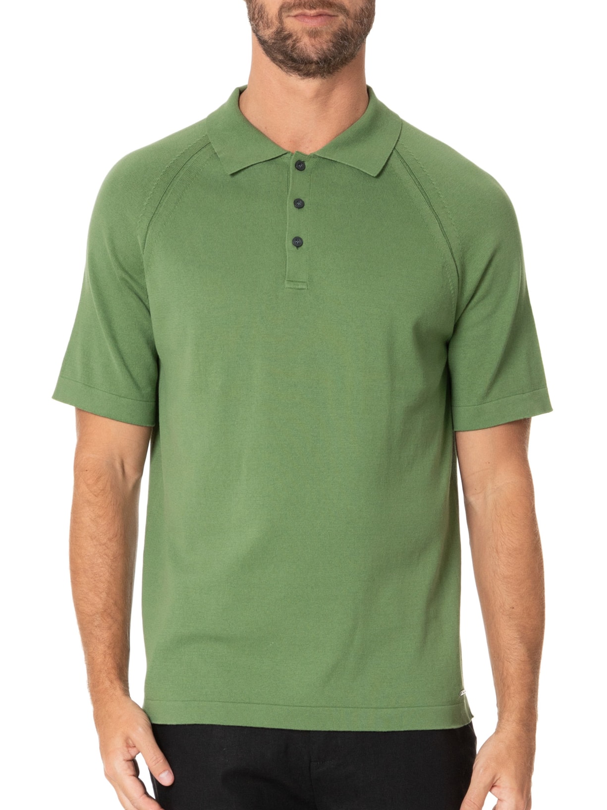 Polo Masculina Tricot Manga Curta Verde Zapalla