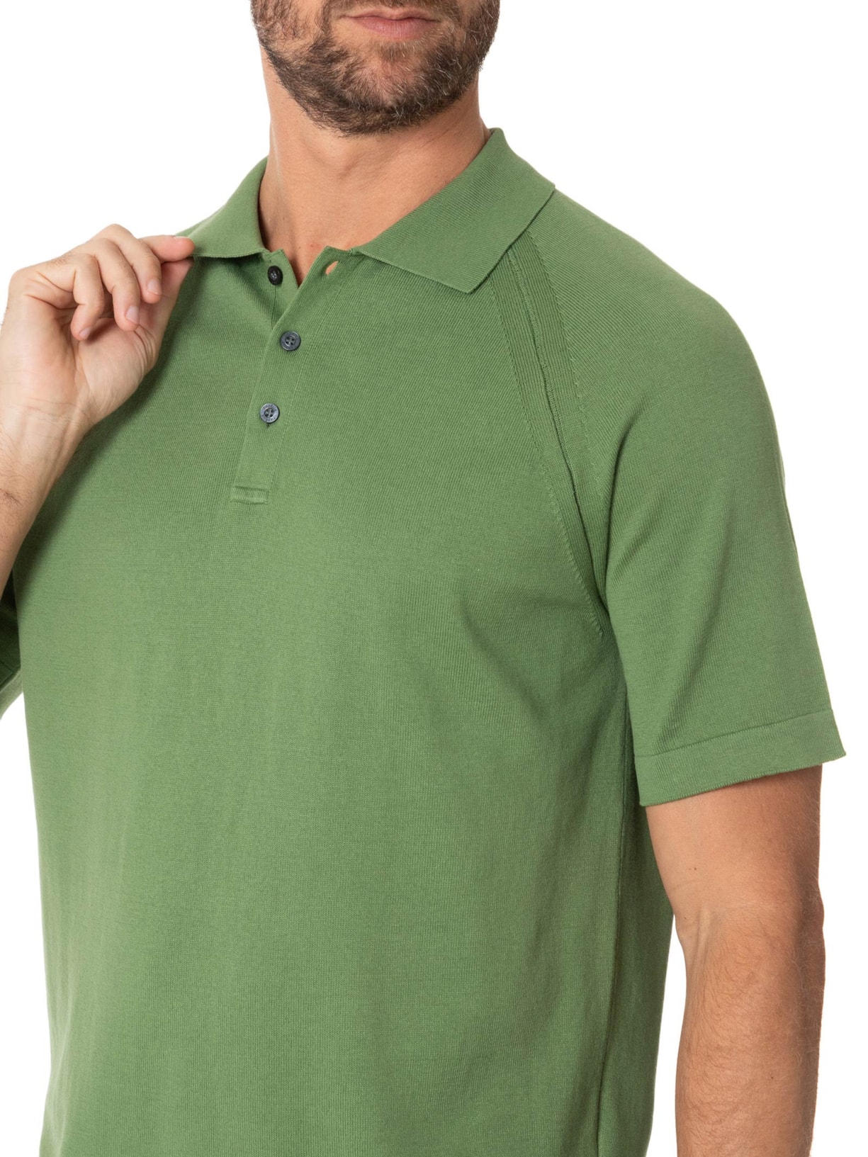 Polo Masculina Tricot Manga Curta Verde Zapalla
