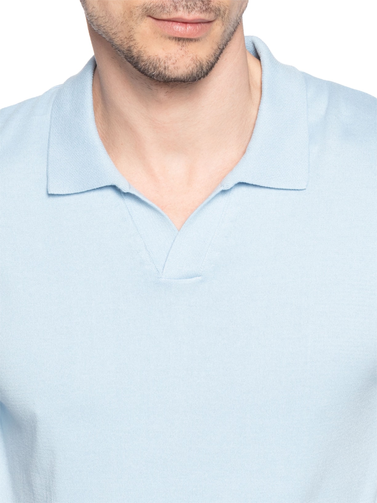 Polo Masculina Tricot Mc Sem Botão Azul Paramount Alfaiataria