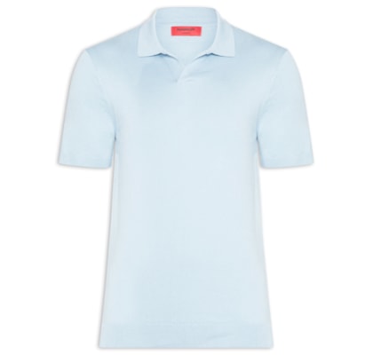 Polo Masculina Tricot Mc Sem Botão - Azul