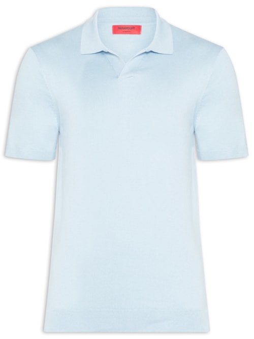Polo Masculina Tricot Mc Sem Botão - Azul
