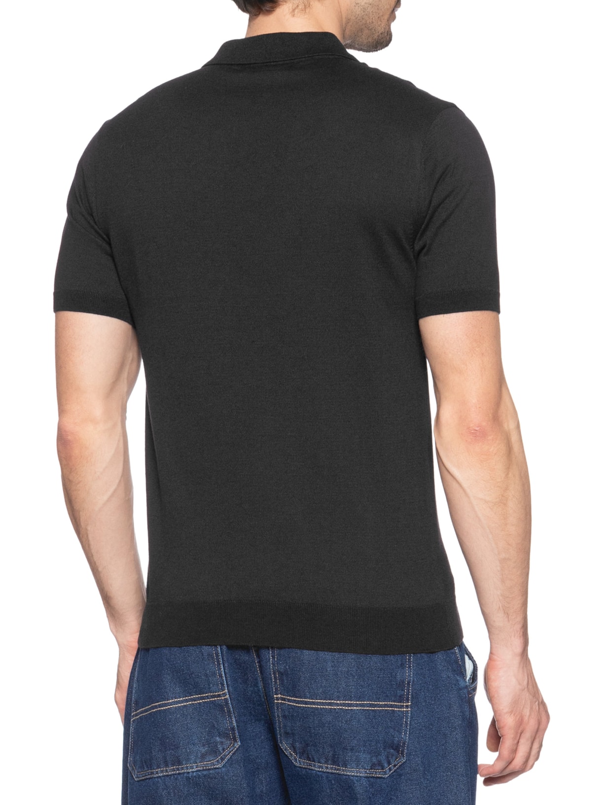 Polo Masculina Tricot Mc Sem Botão Preto Paramount Alfaiataria