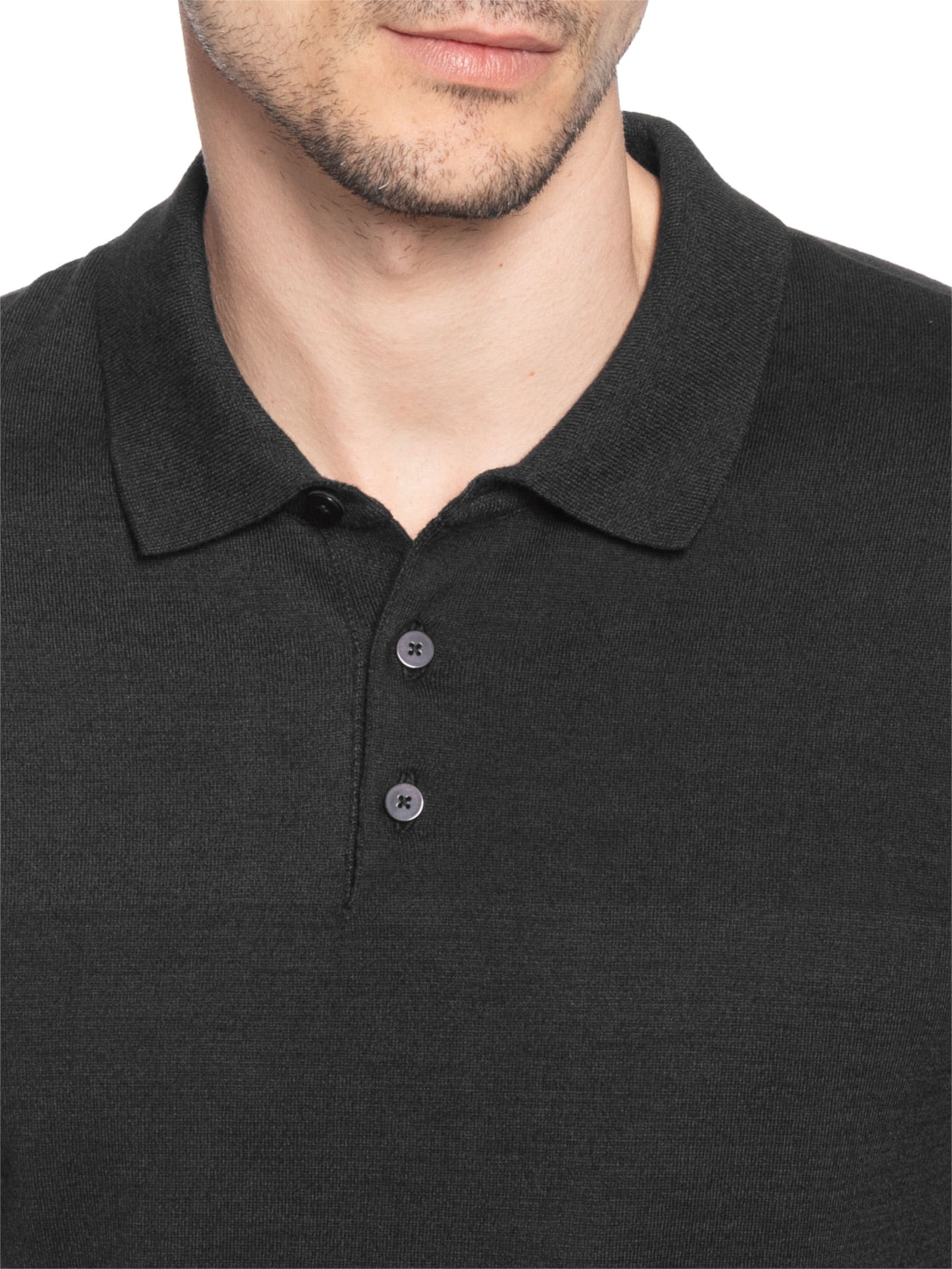 Polo Masculina Tricot Mc Sem Botão Preto Paramount Alfaiataria