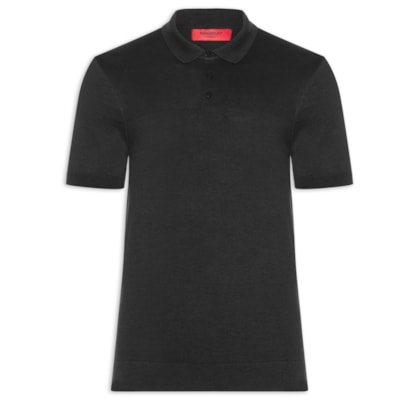 Polo Masculina Tricot Mc Sem Botão - Preto