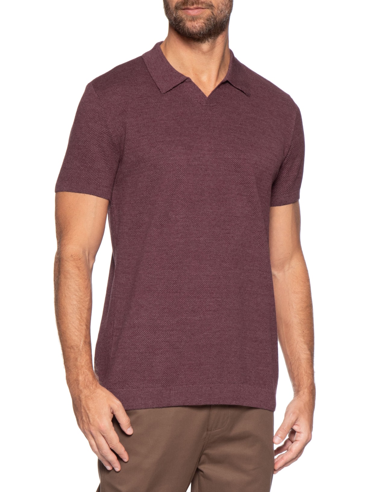 Pólo Masculina Tricot Mescla Roman Vermelho Foxton