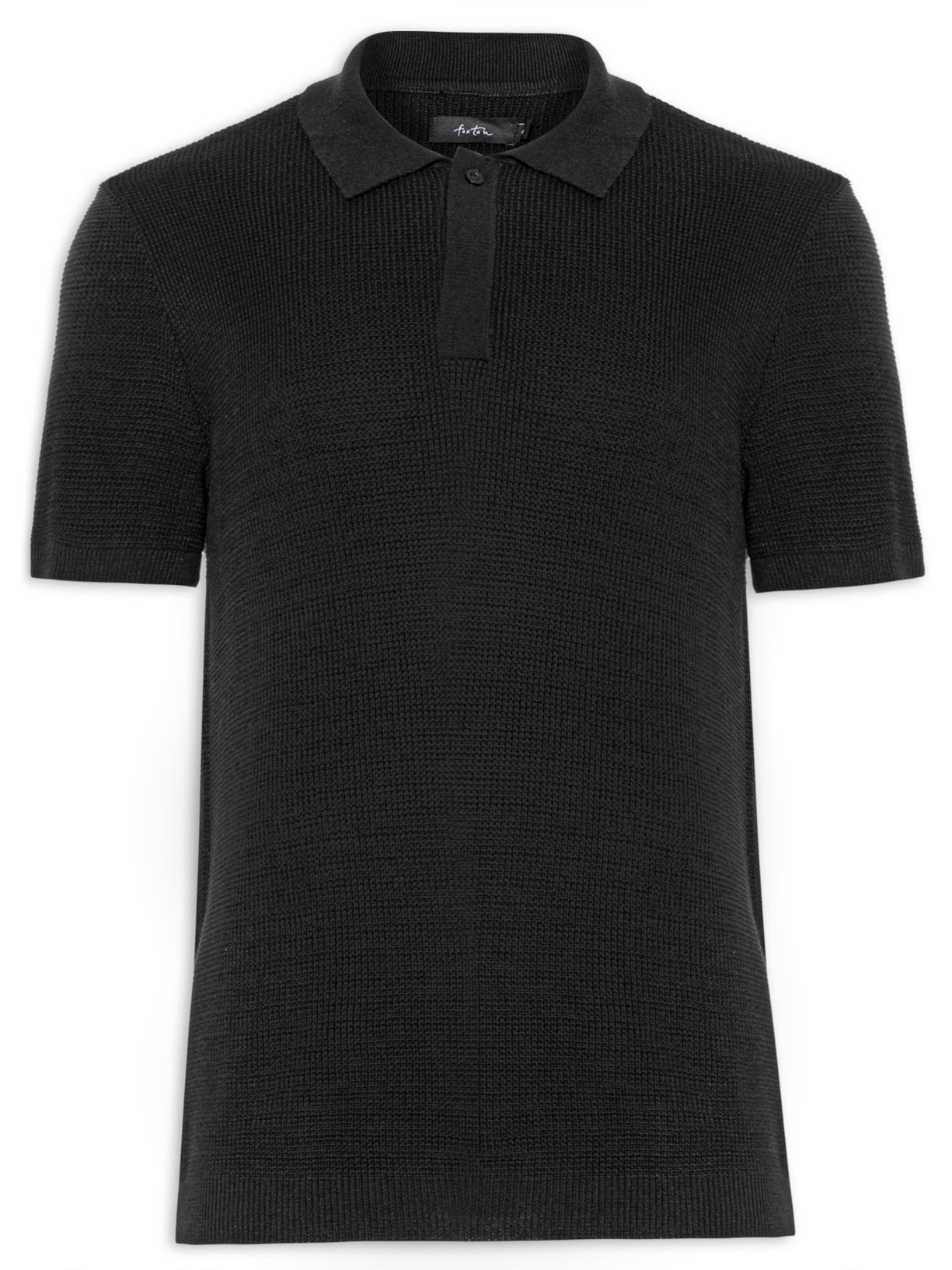 Polo Masculina Tricot Mini Waffle Preto Foxton