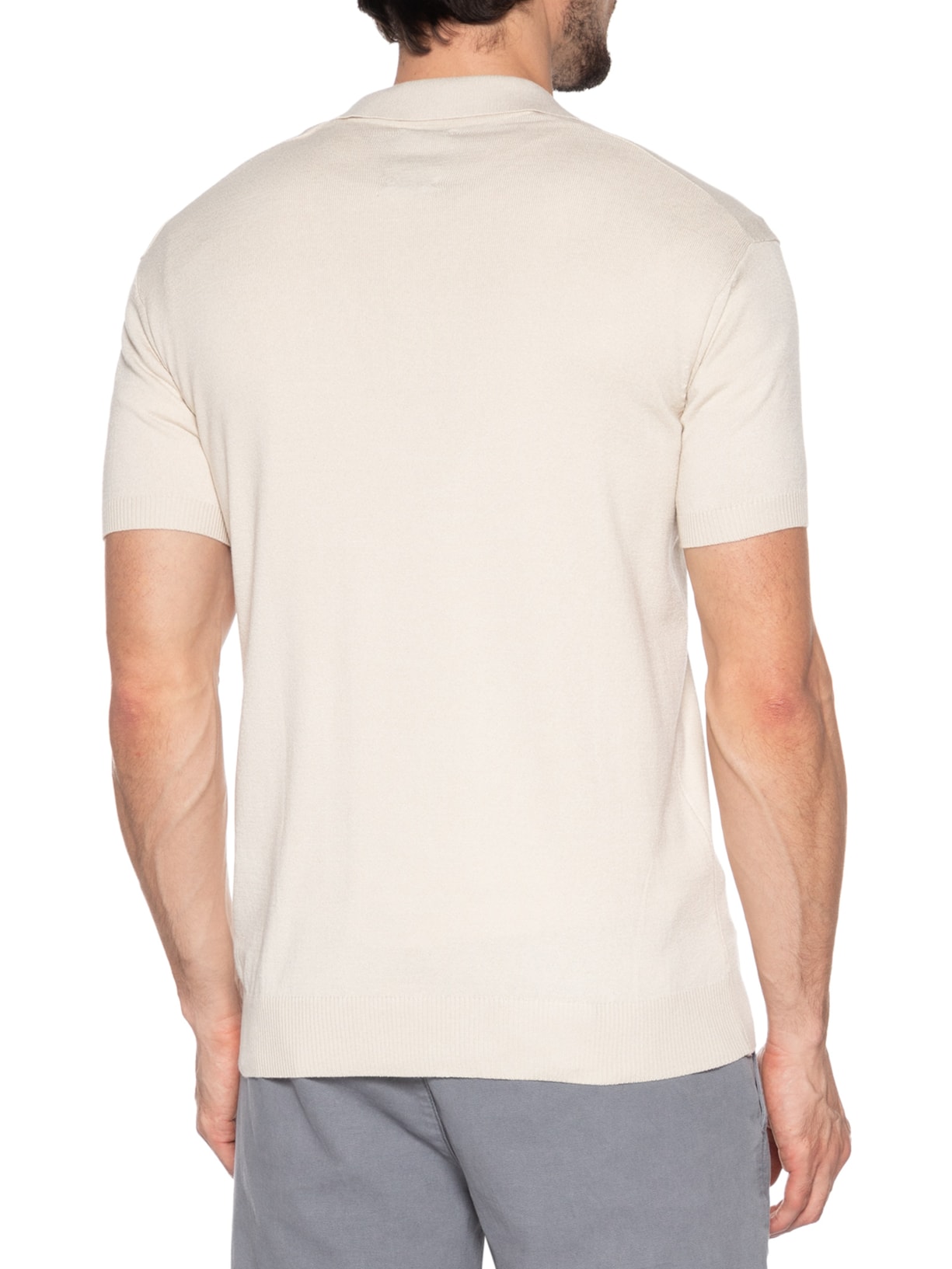 Polo Masculina Tricot Resort Bege Pineapple