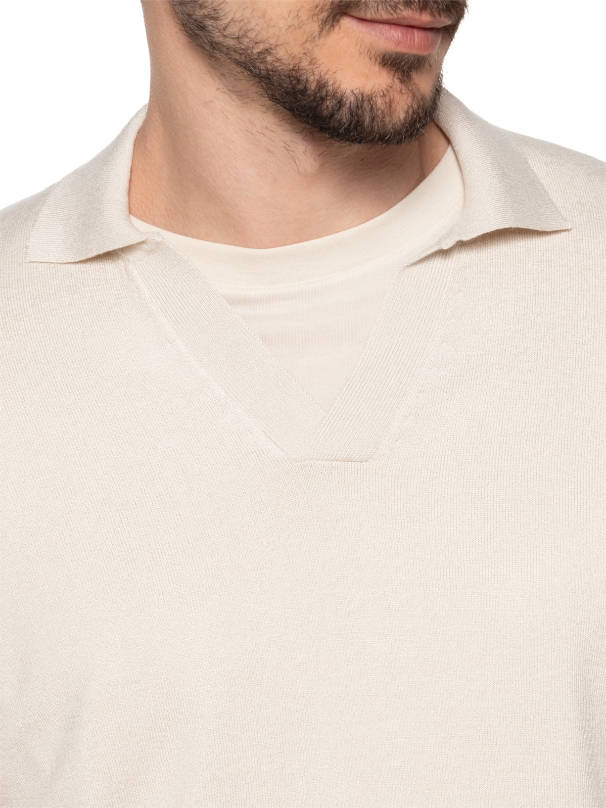 Polo Masculina Tricot Resort Bege Pineapple