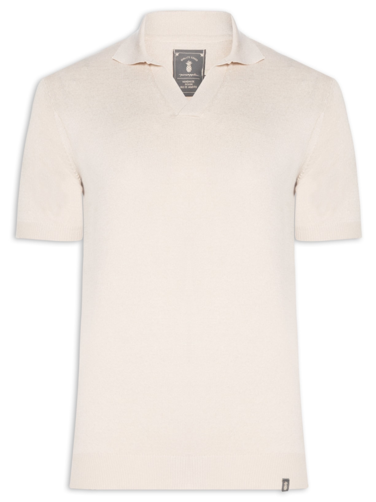 Polo Masculina Tricot Resort Bege Pineapple