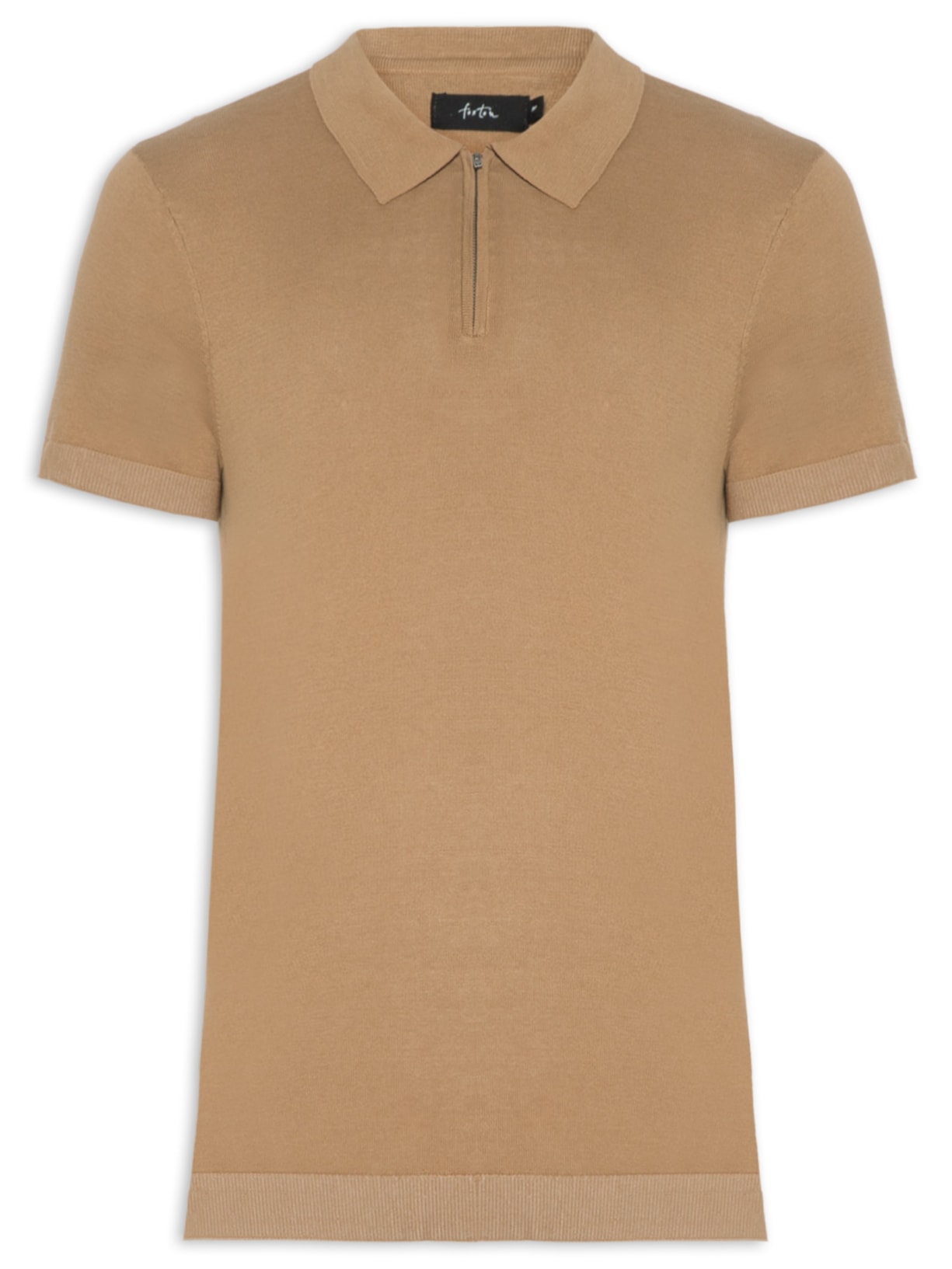 Polo Masculina Tricot Ziper Fine - Marrom