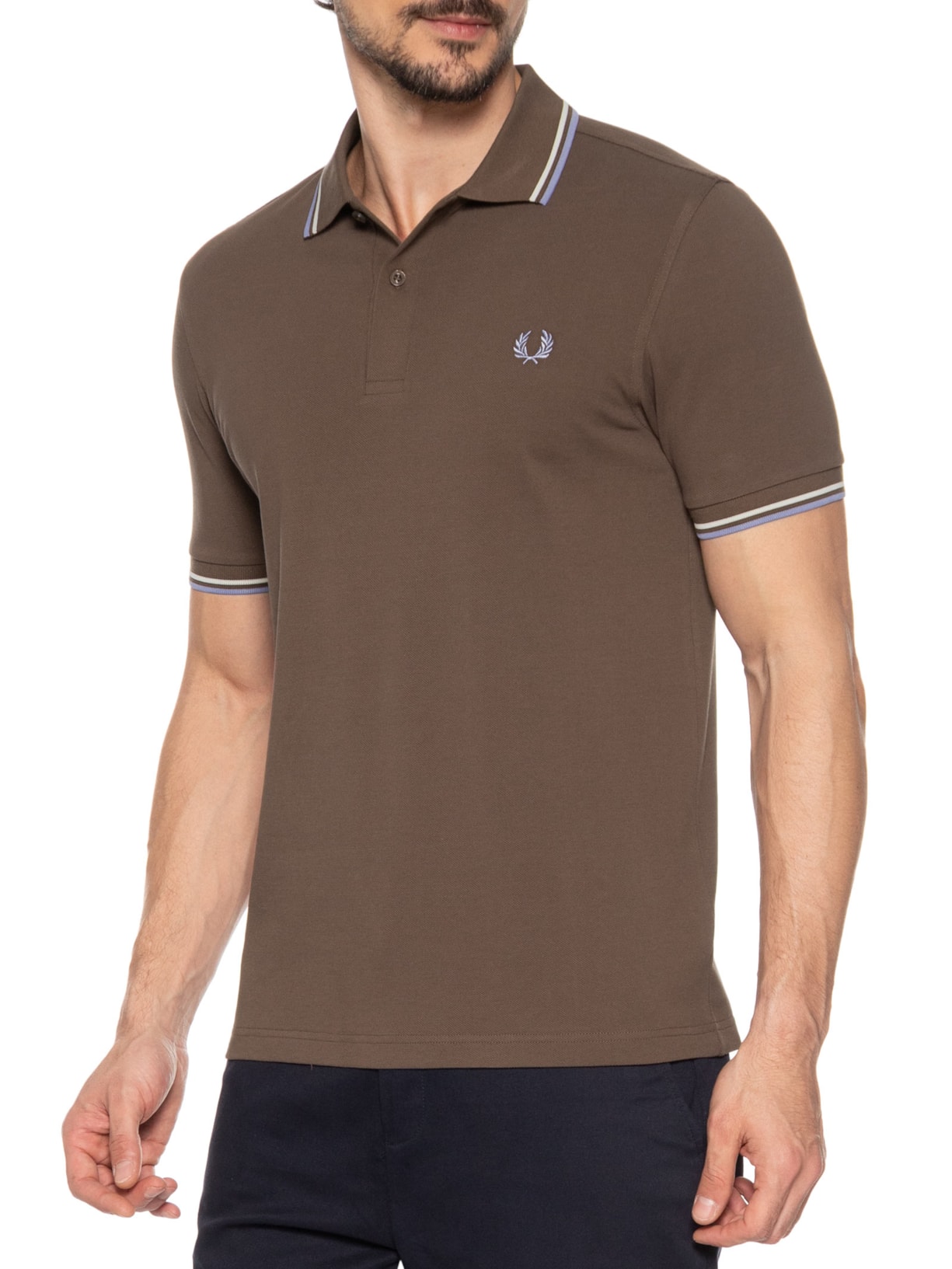 Polo Masculina Twin Tipped Marrom Fred Perry