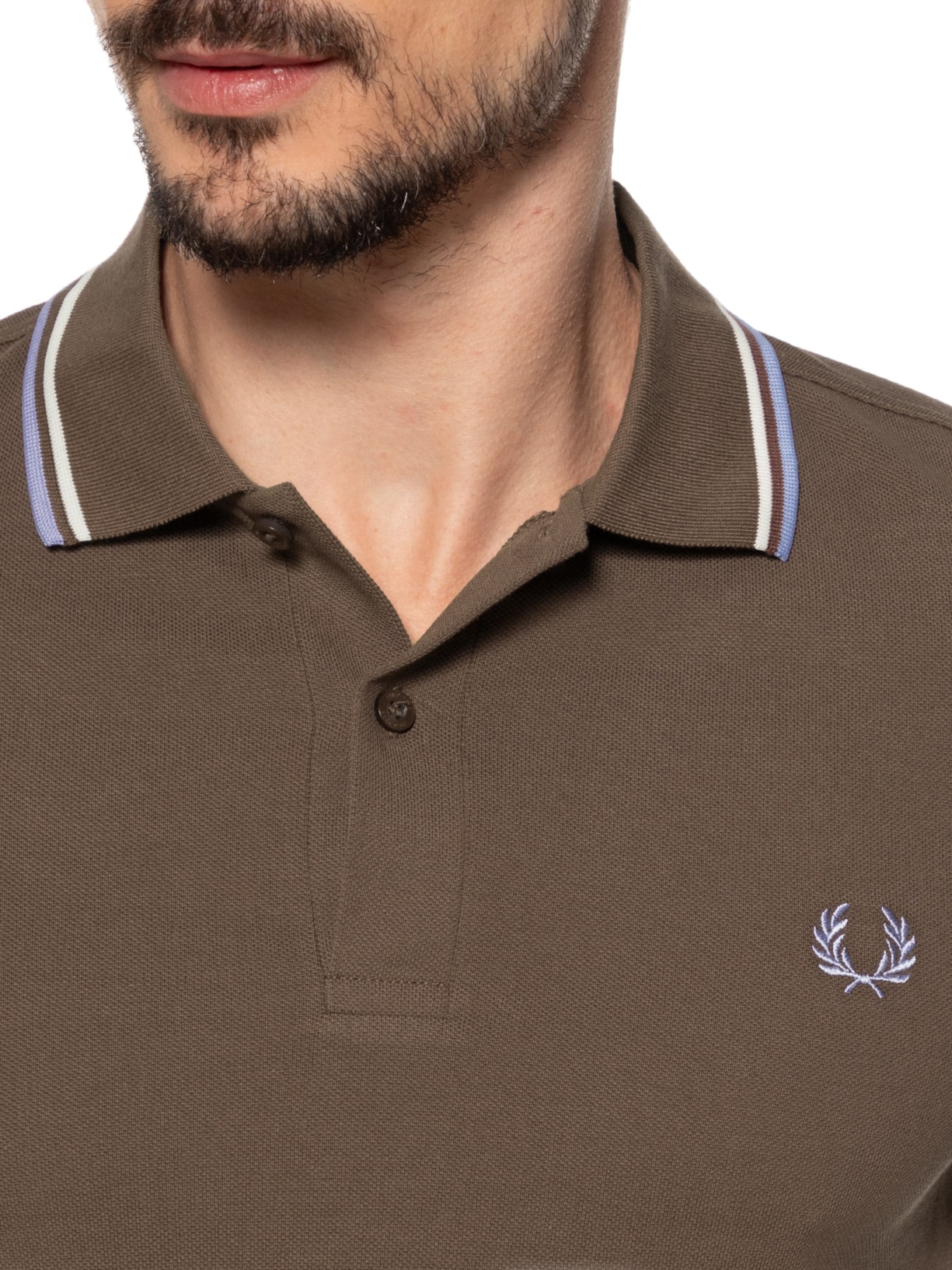 Polo Masculina Twin Tipped Marrom Fred Perry
