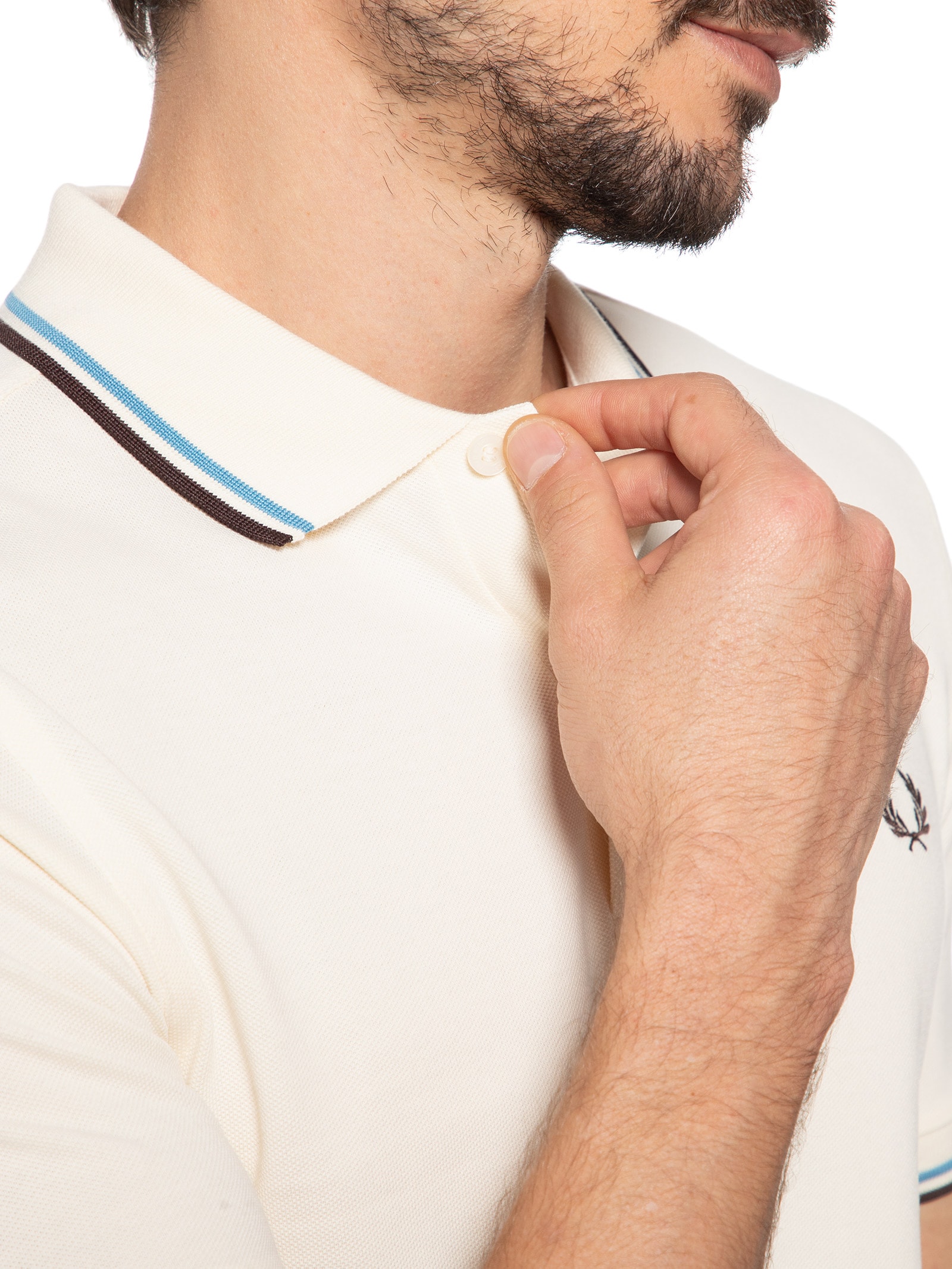 Fred Perry - Polo Masculina Twin Tipped - Off White