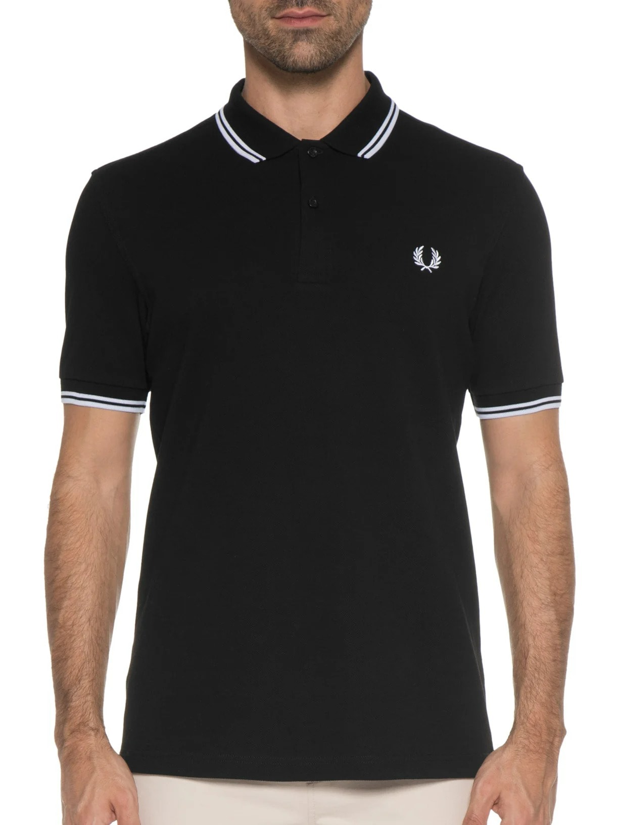 Polo Masculina Twin Tipped Preto Fred Perry