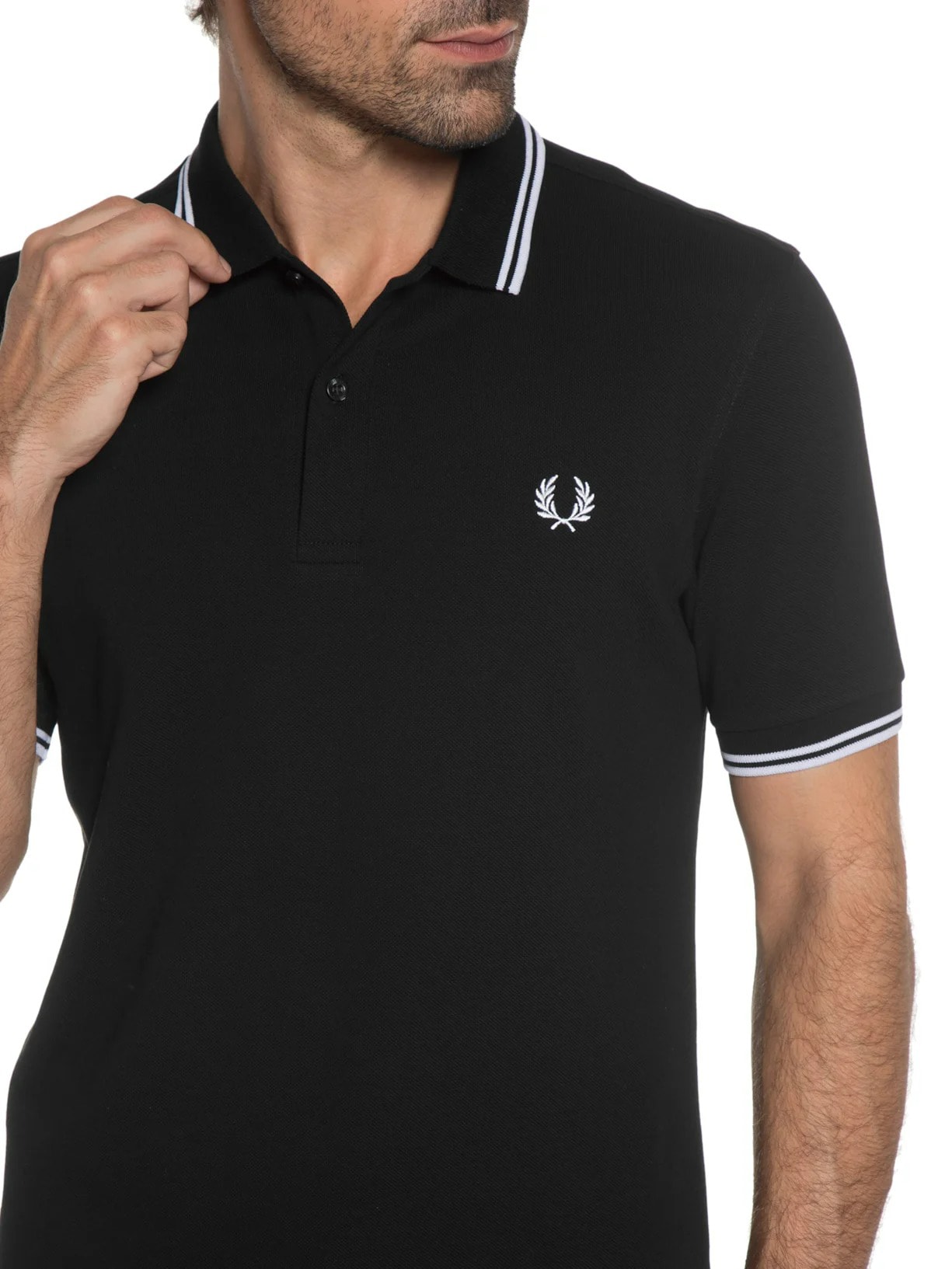 Polo Masculina Twin Tipped Preto Fred Perry