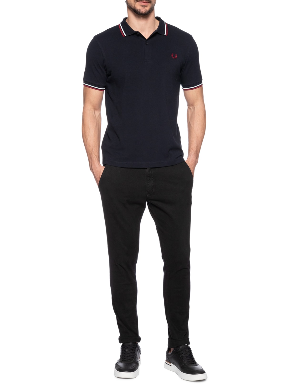 Polo Masculina Twin Tipped Regular Fit Azul Fred Perry
