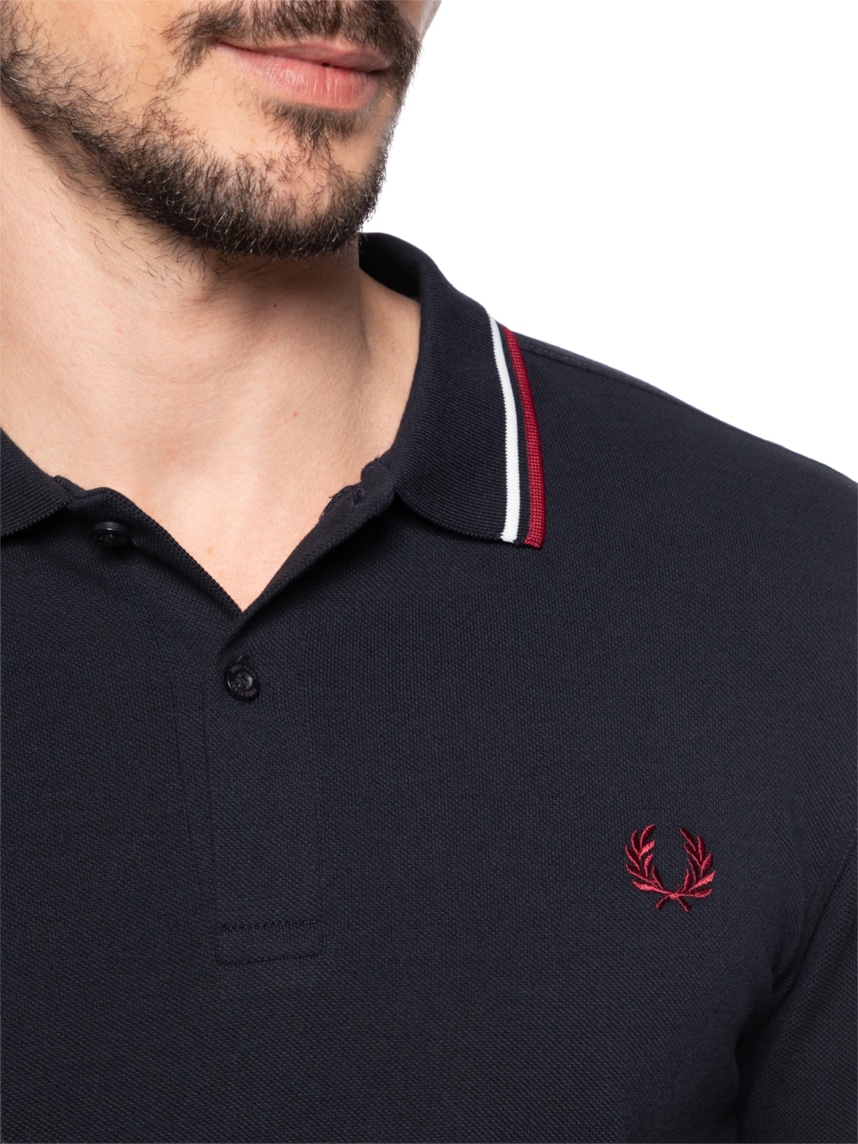 Polo Masculina Twin Tipped Regular Fit Azul Fred Perry
