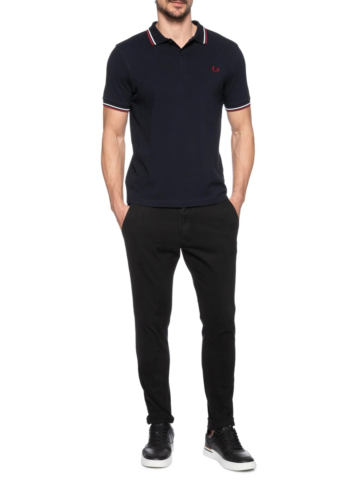 Polo Masculina Twin Tipped Regular Fit Azul Fred Perry