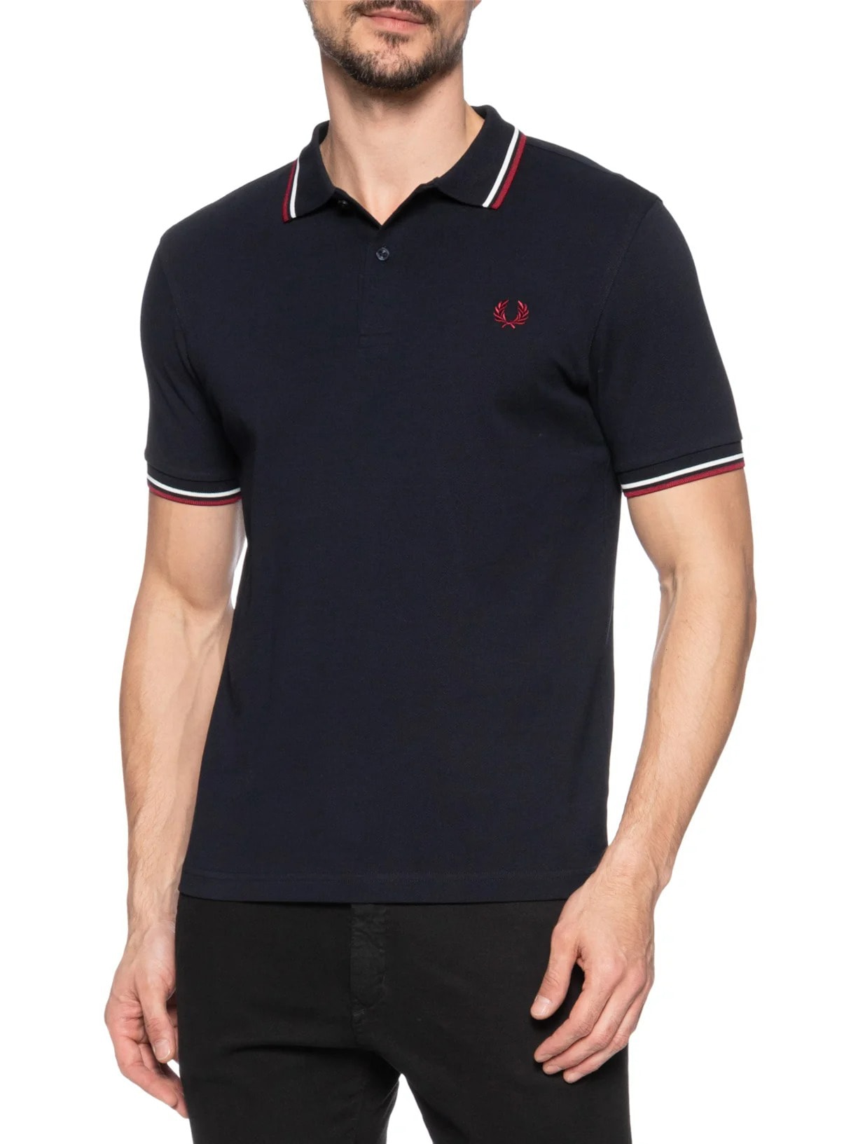 Polo Masculina Twin Tipped Regular Fit Azul Fred Perry