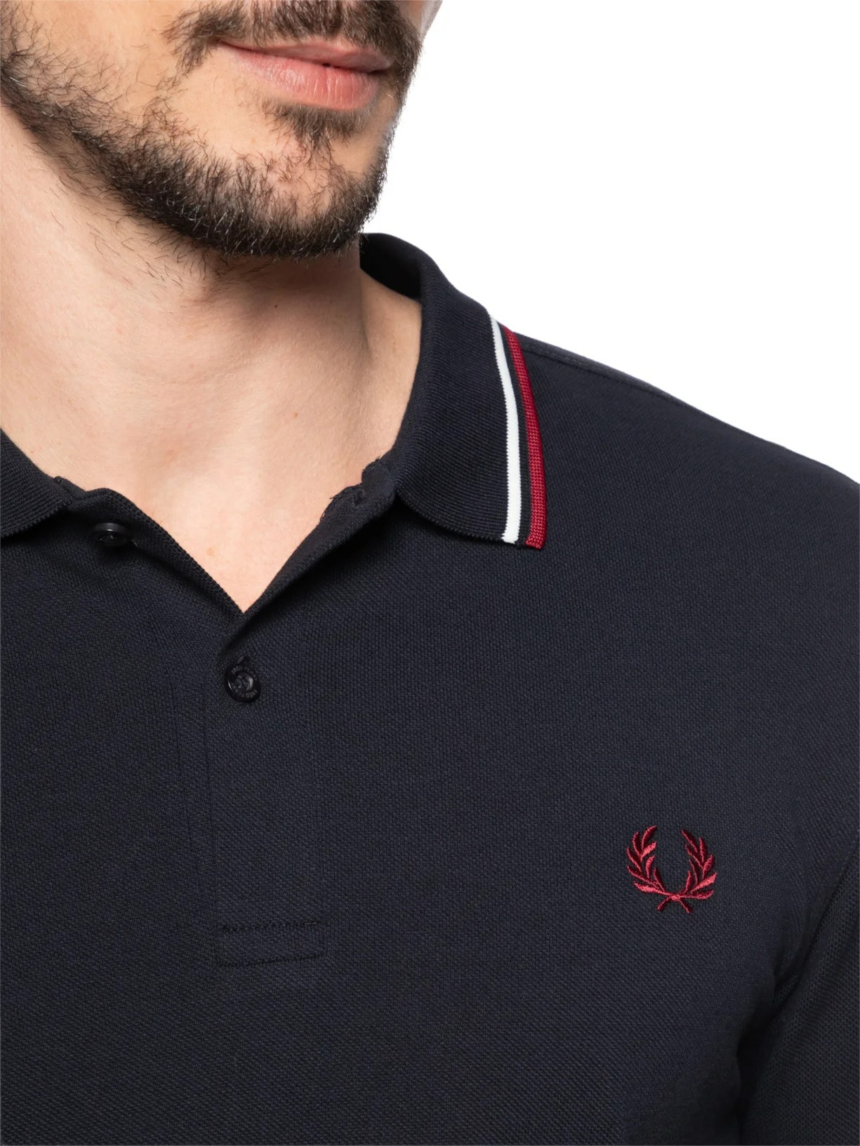 Polo Masculina Twin Tipped Regular Fit Azul Fred Perry