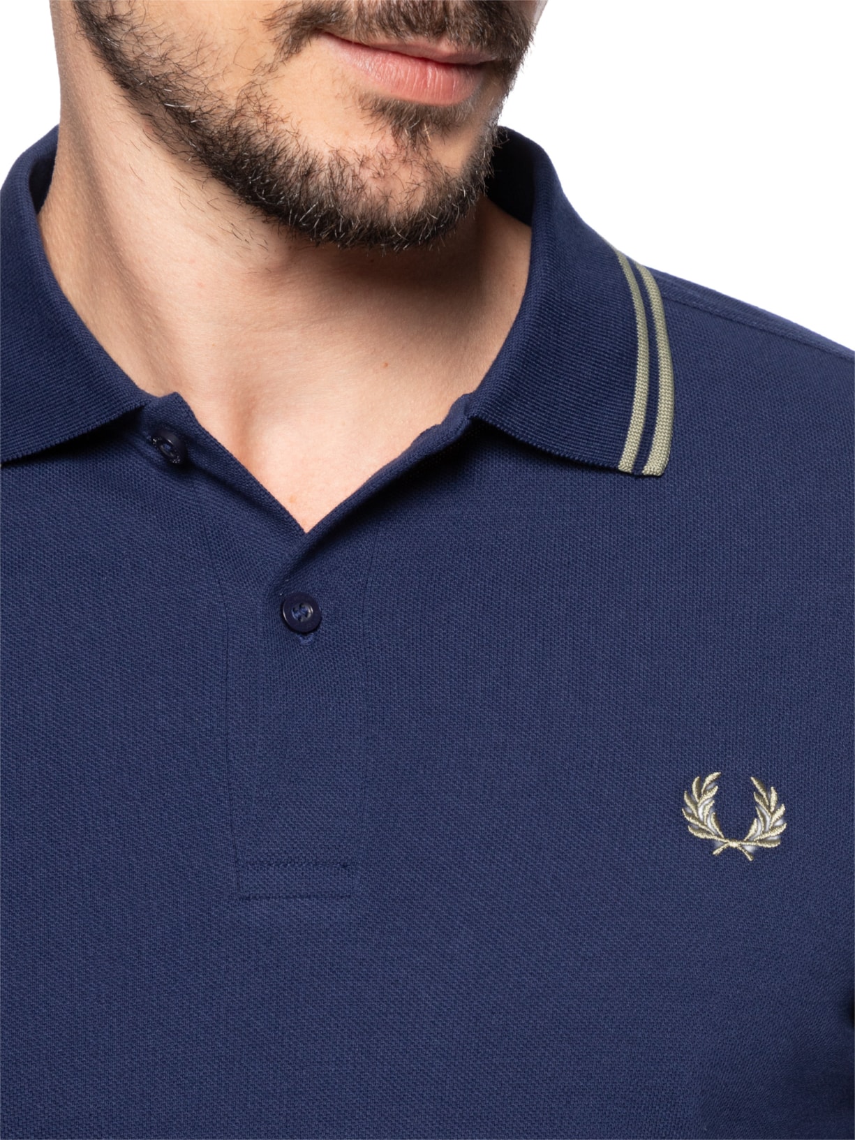 Polo Masculina Twin Tipped Regular Fit Azul Fred Perry
