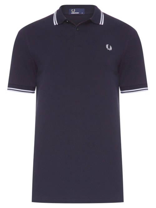 Polo Masculina Twin Tipped Regular Fit Em Piquet De Algodão - Azul