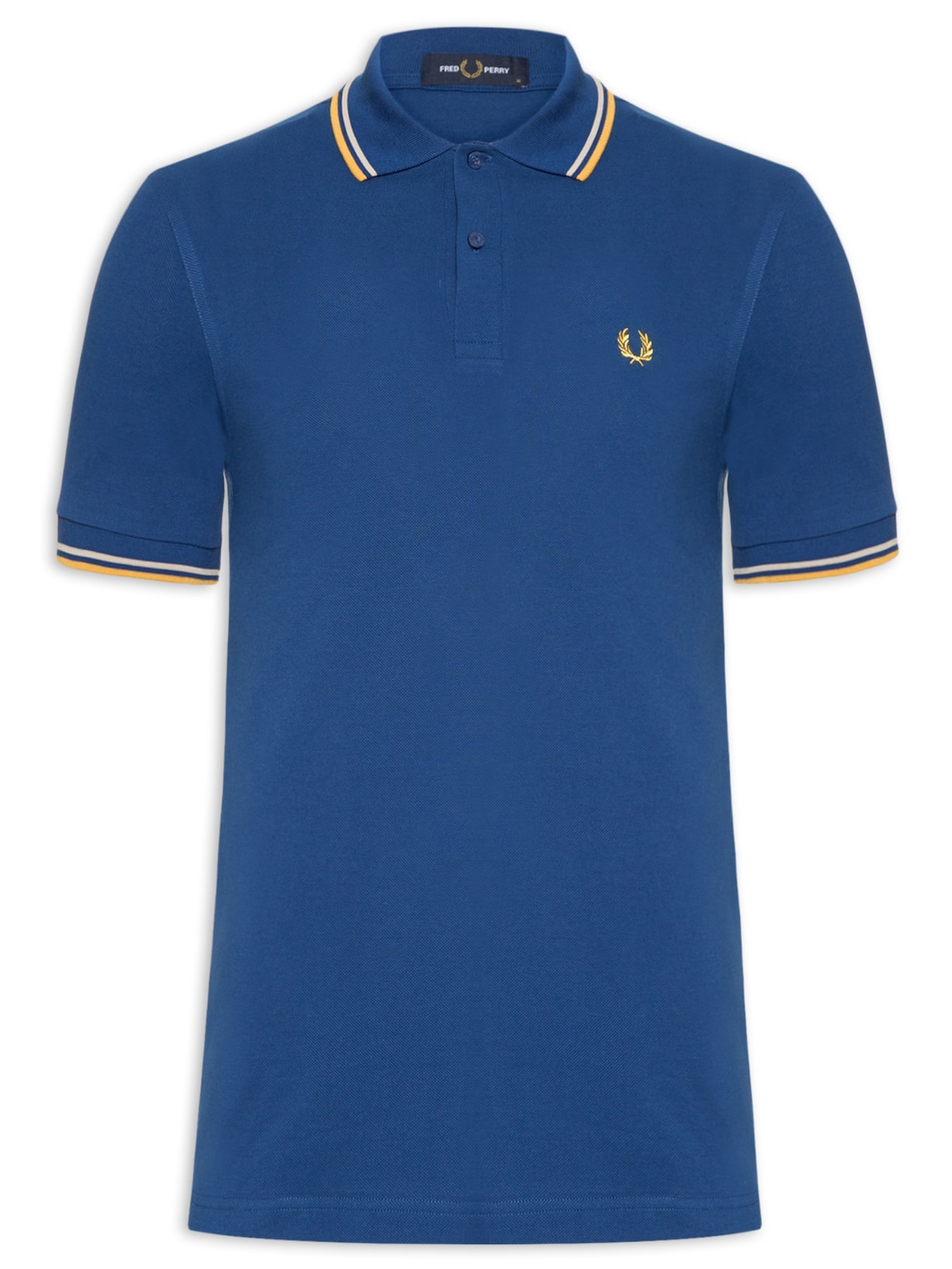 Polo Masculina Twin Tipped Regular Fit Em Piquet de Algodão - Azul