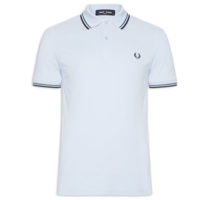 Polo Masculina Twin Tipped Regular Fit Em Piquet De Algodão - Azul