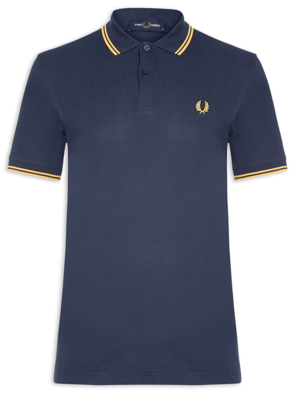 Polo Masculina Twin Tipped Regular Fit Em Piquet De Algodão Azul Fred Perry