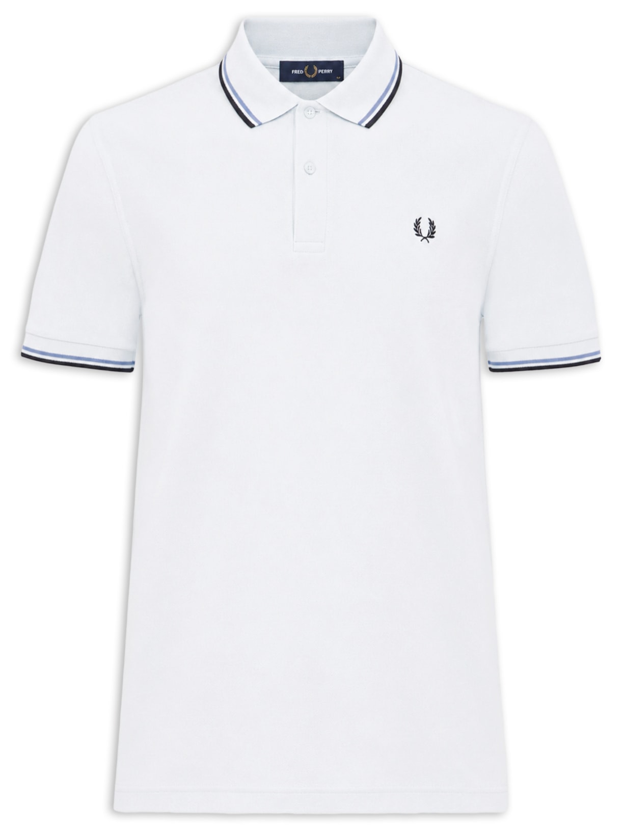 Polo Masculina Twin Tipped Regular Fit Em Piquet De Algodão Azul Fred Perry