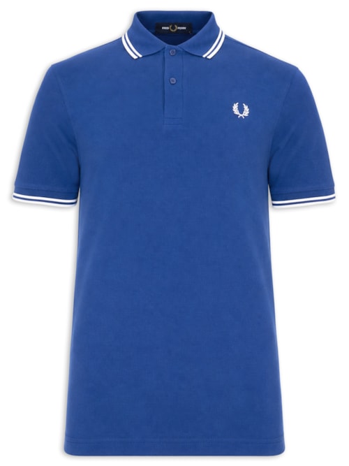Polo Masculina Twin Tipped Regular Fit Em Piquet De Algodão - Azul