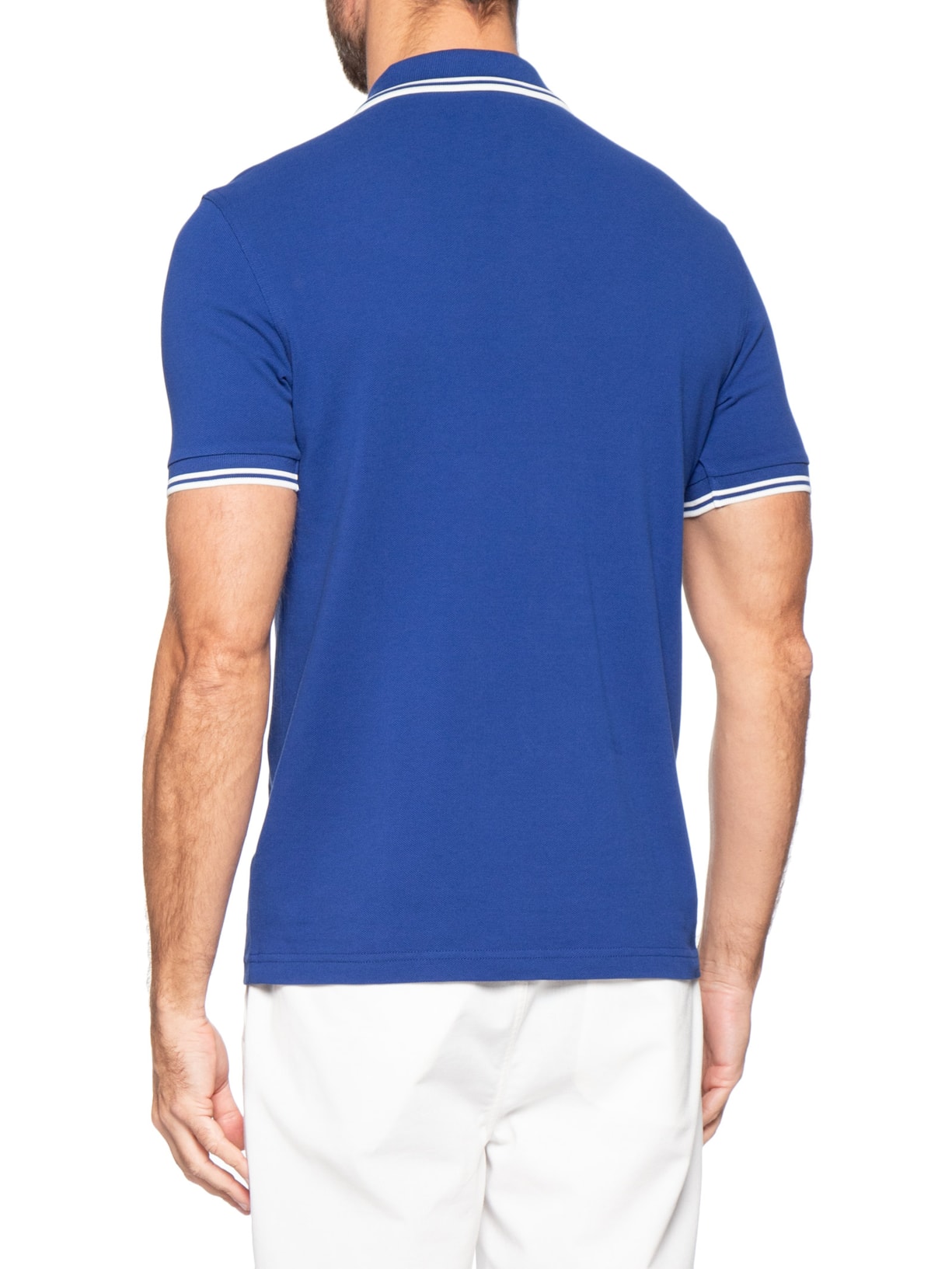 Polo Masculina Twin Tipped Regular Fit Em Piquet De Algodão Azul Fred Perry