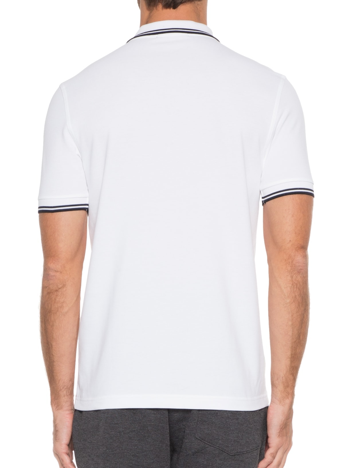 Polo Masculina Twin Tipped Regular Fit Em Piquet De Algodão Branco Fred Perry
