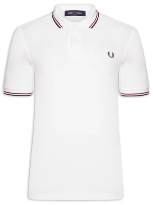 Polo Masculina Twin Tipped Regular Fit Em Piquet De Algodão- Branco