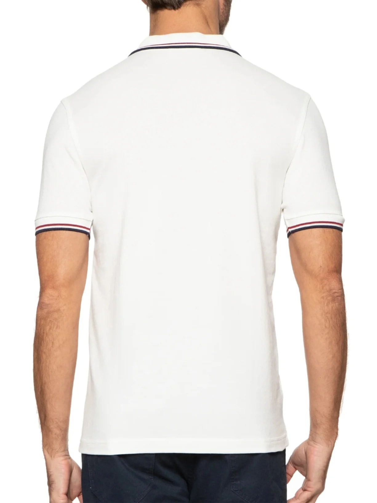Polo Masculina Twin Tipped Regular Fit Em Piquet De Algodão- Branco Fred Perry