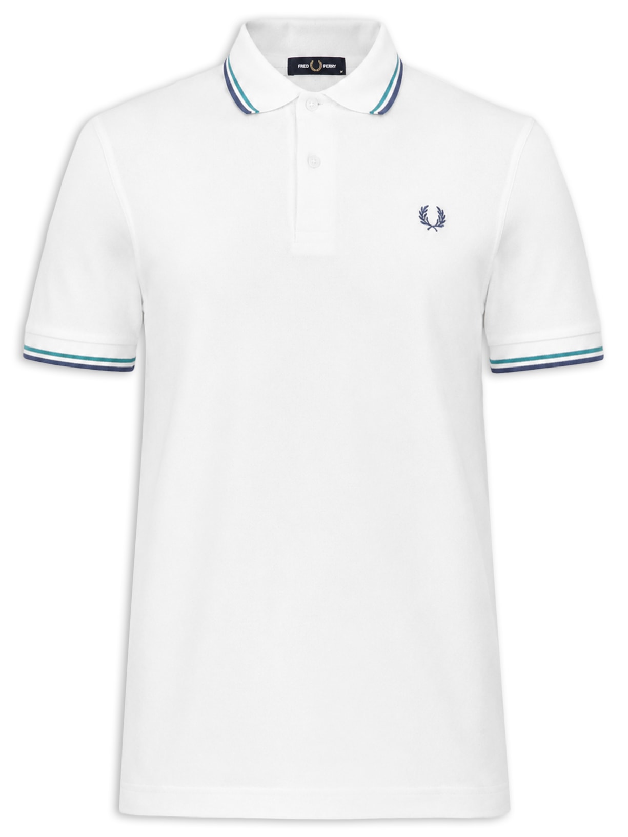 Polo Masculina Twin Tipped Regular Fit Em Piquet De Algodão Branco Fred Perry