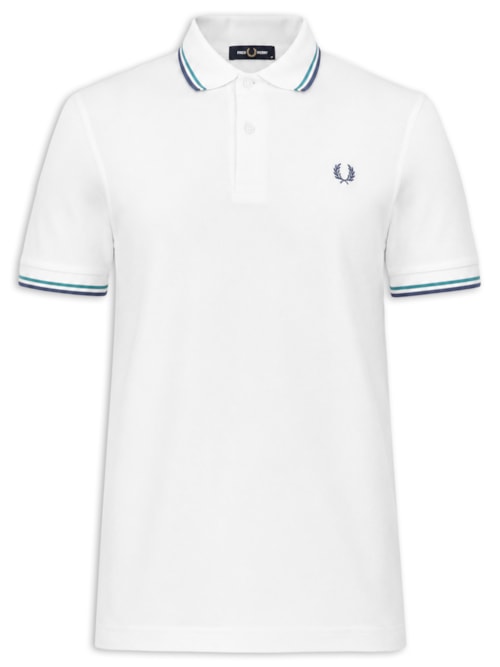 Polo Masculina Twin Tipped Regular Fit Em Piquet De Algodão - Branco