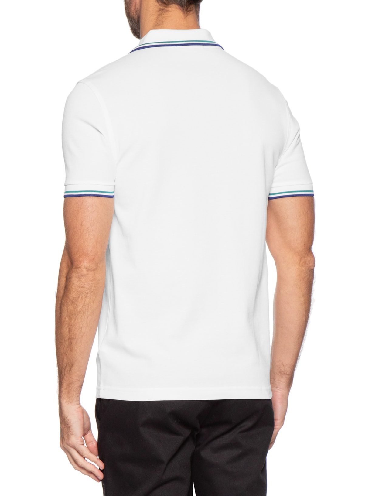 Polo Masculina Twin Tipped Regular Fit Em Piquet De Algodão Branco Fred Perry