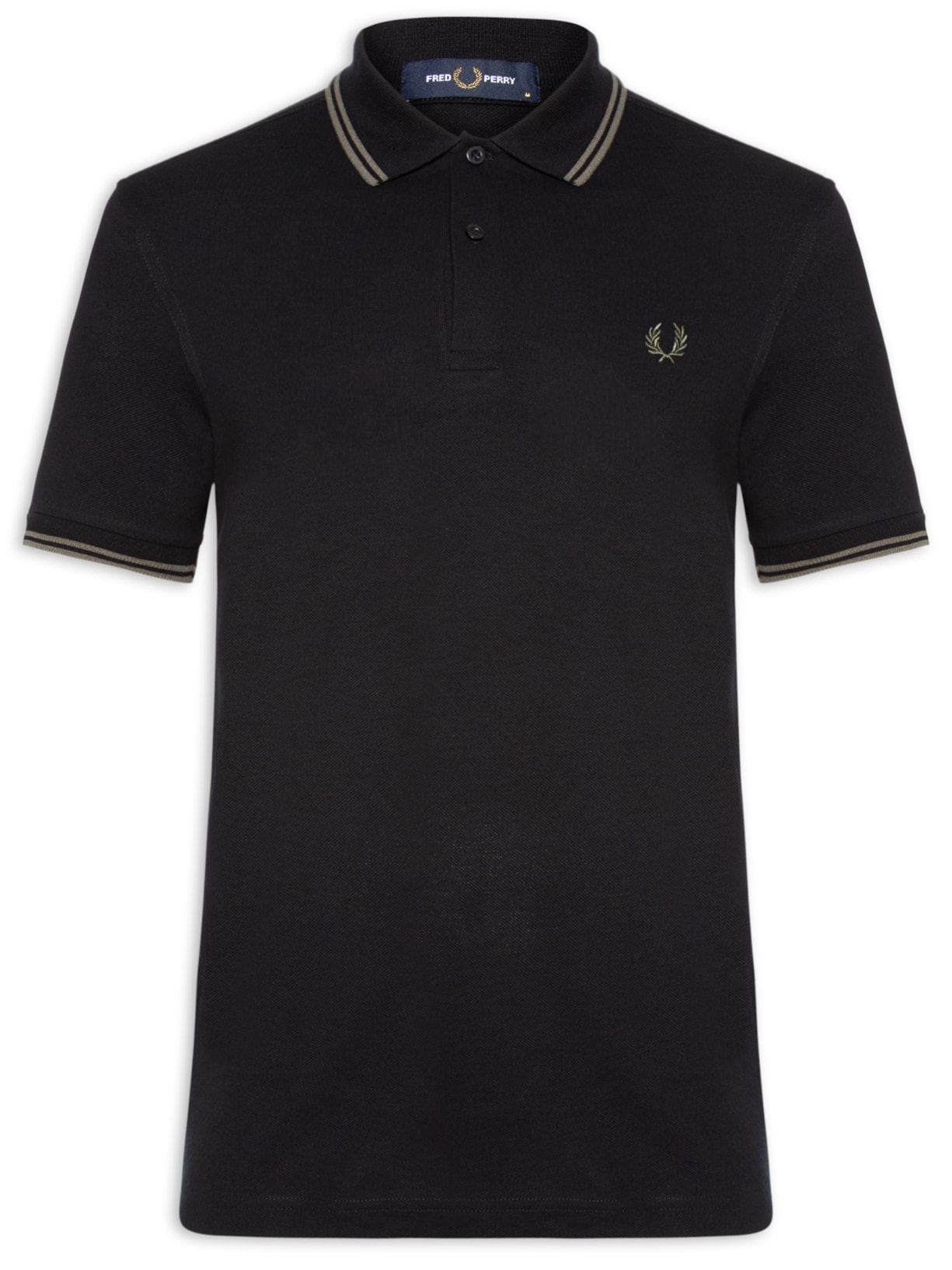 Polo Masculina Twin Tipped Regular Fit Em Piquet De Algodão Preto Fred Perry