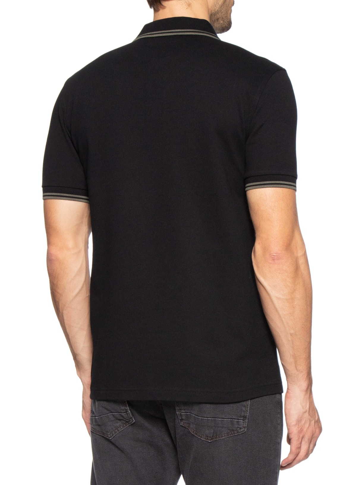 Polo Masculina Twin Tipped Regular Fit Em Piquet De Algodão Preto Fred Perry