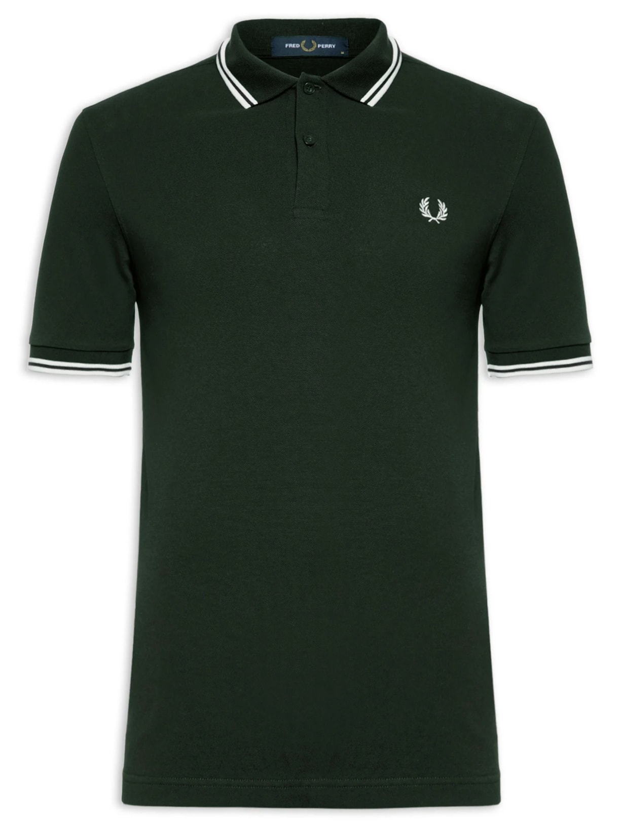 Polo Masculina Twin Tipped Regular Fit Em Piquet De Algodão Verde Fred Perry